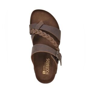 White Mountain Harrington Brown Leather Braided Toe Loop Sandals Size 7 NEW!